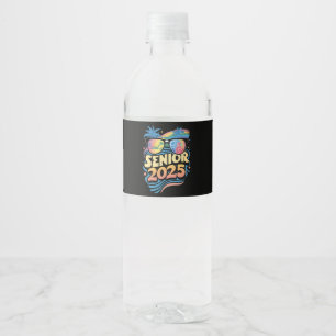 Retro Senior 2025 Class Of 2025 Graduation Water Bottle Label