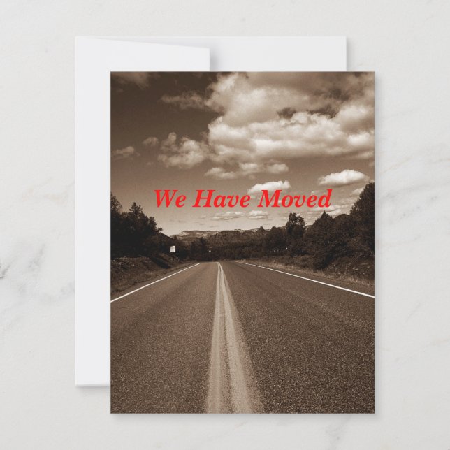 Retro Sepia Highway We've Moved Move Announcement (Front)