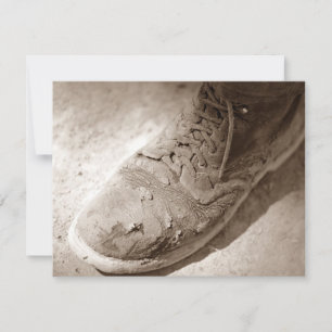 Retro Sepia Worn Work Boot Retirement Invitations