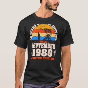Retro September 1980 42 Year Old Fishing 42nd Bir T-Shirt