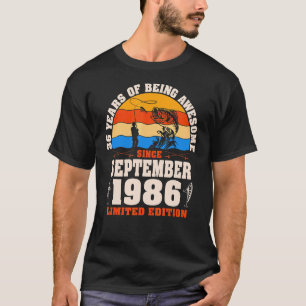 Retro September 1986 36 Year Old Fishing  36th Bir T-Shirt
