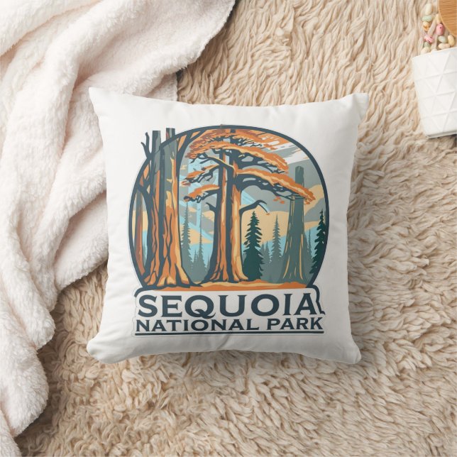 retro Sequoia National Park Giant Sequoia Trees Cushion (Blanket)