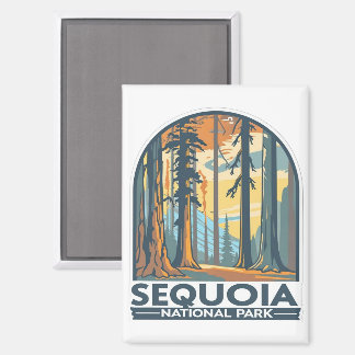 retro Sequoia National Park Giant Sequoia Trees Magnet