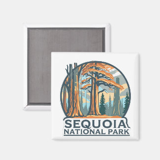 retro Sequoia National Park Giant Sequoia Trees Magnet