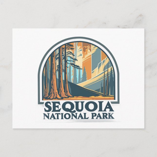 retro Sequoia National Park Giant Sequoia Trees Postcard (Front)