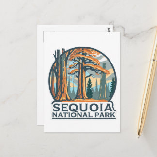 retro Sequoia National Park Giant Sequoia Trees Postcard