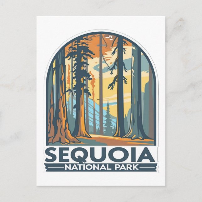 retro Sequoia National Park Giant Sequoia Trees Postcard (Front)