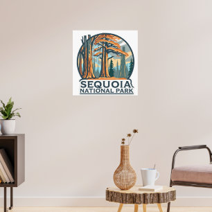 retro Sequoia National Park Giant Sequoia Trees Poster
