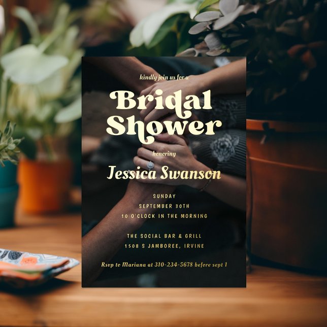 Retro Serif Photo Bridal Shower Gold (Creator Uploaded)