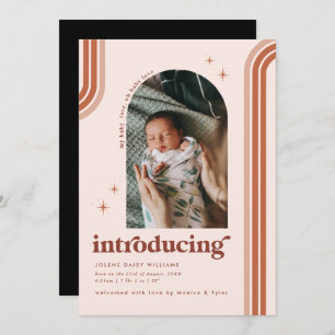 Retro Seventies Arch Photo Birth Announcement