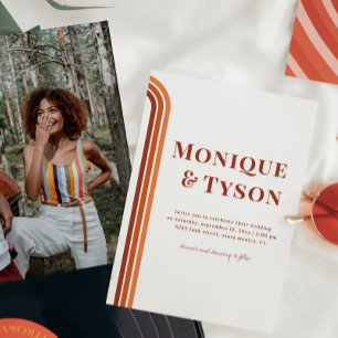 Retro Seventies   Burnt Orange Terra Cotta Wedding Invitation