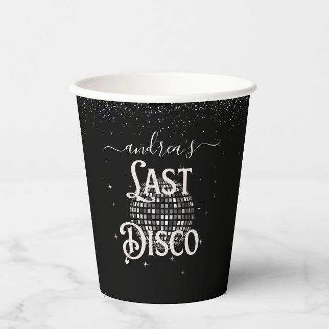 Retro Seventies Last Disco 70s Bachelorette Party Paper Cups (Front)