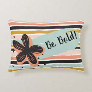 Retro Seventies Stripe and Floral Be Bold Decorative Cushion