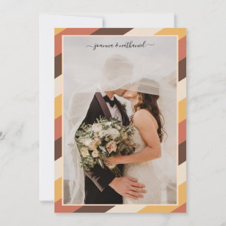 Retro Seventies Striped We Eloped Announcement 70s