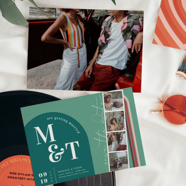 Retro Seventies Stripes Arch | Film Strip Photo  Save The Date (Creator Uploaded)