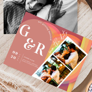 Retro Seventies Stripes Arch Save The Date