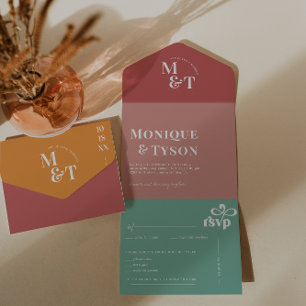 Retro Seventies Wedding   All In One Invitation