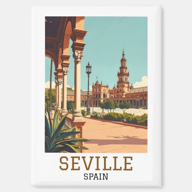 Retro Seville Spain Andalusia Architecture Magnet (Front)