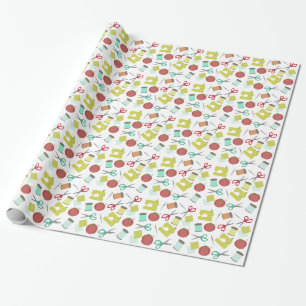 Retro Sewing Theme Pattern Wrapping Paper
