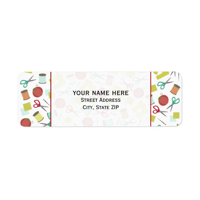 Retro Sewing Themed Address Label (Front)