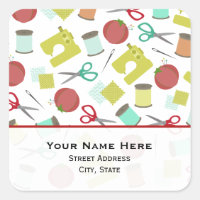 Retro Sewing Themed Address Sticker