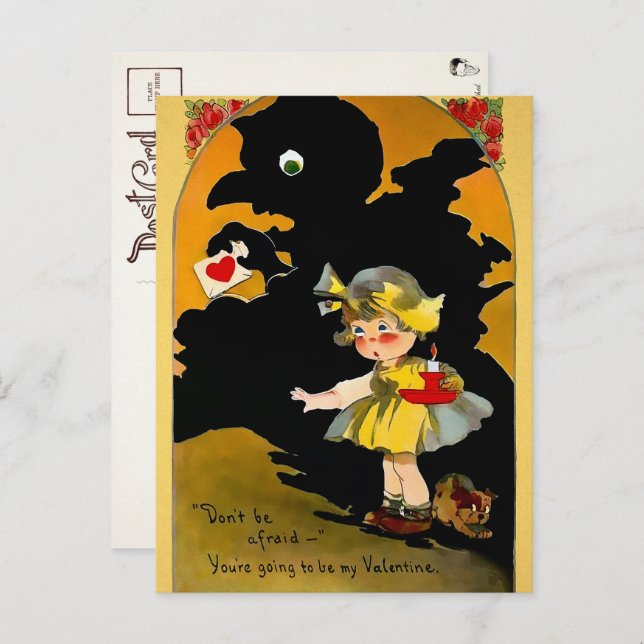 Retro Shadow Valentine's Day Postcard (Front/Back)