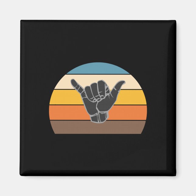 Retro shaka hand surf sign - cool surfer_surf magnet (Front)
