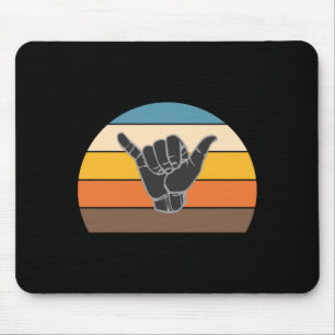 Retro shaka hand surf sign - cool surfer_surf mouse pad
