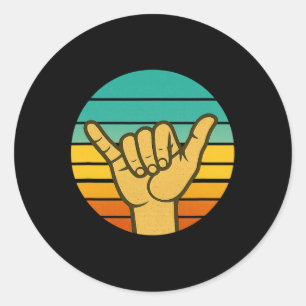 Retro Shakasurf Sign Cool Vintage Surfersurfing St Classic Round Sticker