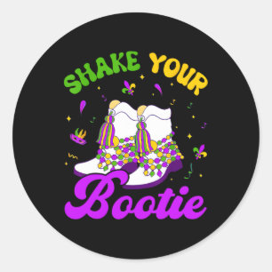 Retro Shake Your Bootie Mardi Gras Funny Gifts Wom Classic Round Sticker
