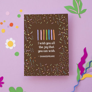 Retro Shakespeare Quote Chocolate Cake Birthday Card