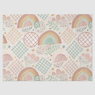 Retro Shapes and Dotted Textures in Earthy Pastel Tissue Paper