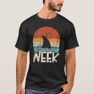 Retro Shark Fin Week 2024 Shark Lover Ocean Wildli T-Shirt