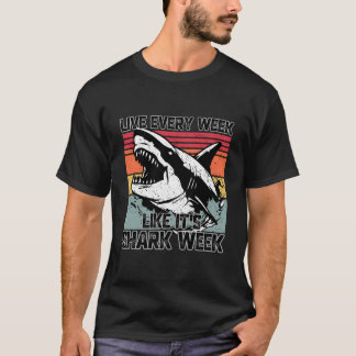 Retro Shark Ocean Biologist Animal Lover Shark Fin T-Shirt