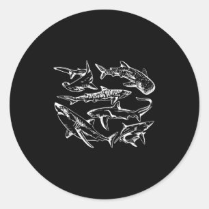 Retro Shark Specie Ocean Marine Lover Fish Summer Classic Round Sticker
