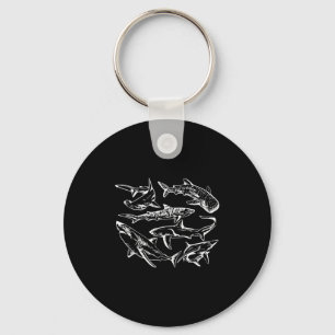 Retro Shark Specie Ocean Marine Lover Fish Summer Key Ring