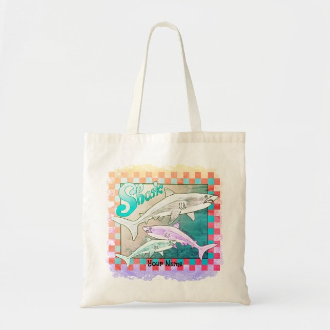 Retro Sharks Tote Bag (Front)