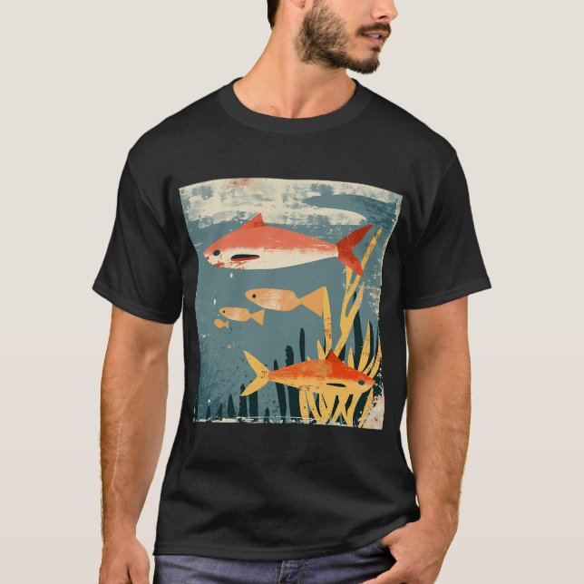 Retro sharks with small fish T-Shirt (Front)