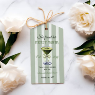 Retro She Found Her Perfect Matcha Bridal Shower Gift Tags