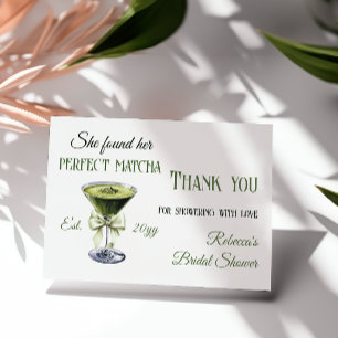 Retro She Found Her Perfect Matcha Bridal Shower Thank You Card
