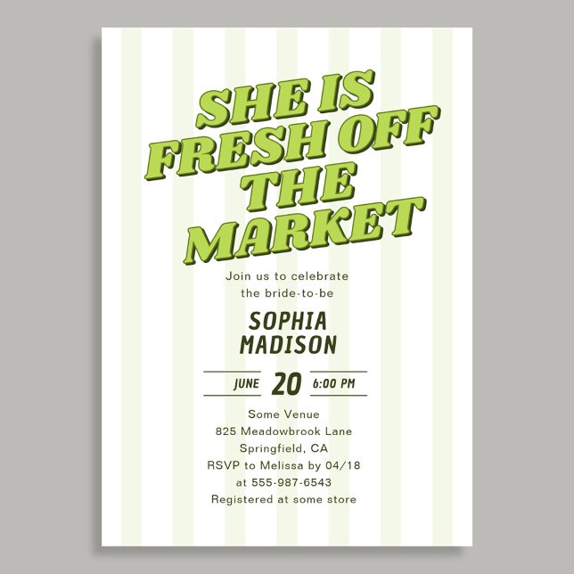 Retro She Is Fresh Off The Market Bridal Shower Invitation (Creator Uploaded)