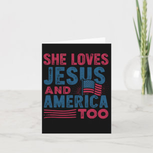 Retro She Loves Jesus And America Too 4th Of July Card