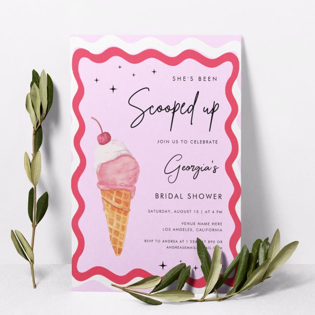 Retro Shes Been Scooped Up Ice Cream Bridal Shower Invitation (Creator Uploaded)