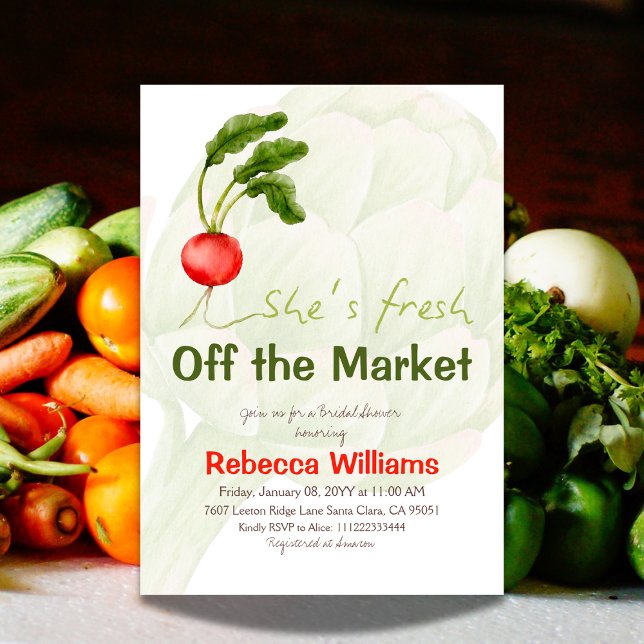 Retro She's Fresh Off the Market Bridal Shower Invitation (Creator Uploaded)