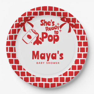 Retro She's Ready to Pop Soda Baby Shower  Paper Plate