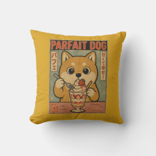 Retro Shiba Inu Parfait Japanese Vintage Advertise Cushion