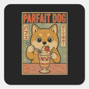 Retro Shiba Inu Parfait Japanese Vintage Advertise Square Sticker