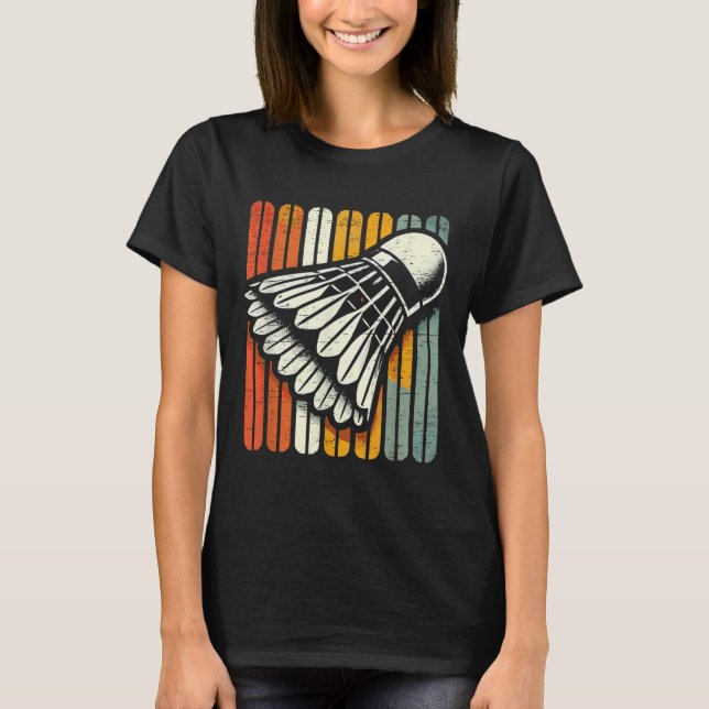 Retro Shuttle Badminton Player  T-Shirt (Front)
