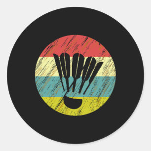 Retro Shuttle Racket Sports Badminton Player Athle Classic Round Sticker