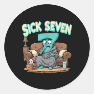 Retro Sick Seven 67 Halloween Number Design  Classic Round Sticker